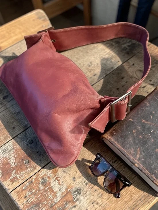 Vintage 90s Y2K Jenny VERA PELLE made in ITALY Pink Leather Hobo Bag - Picture 2 of 16